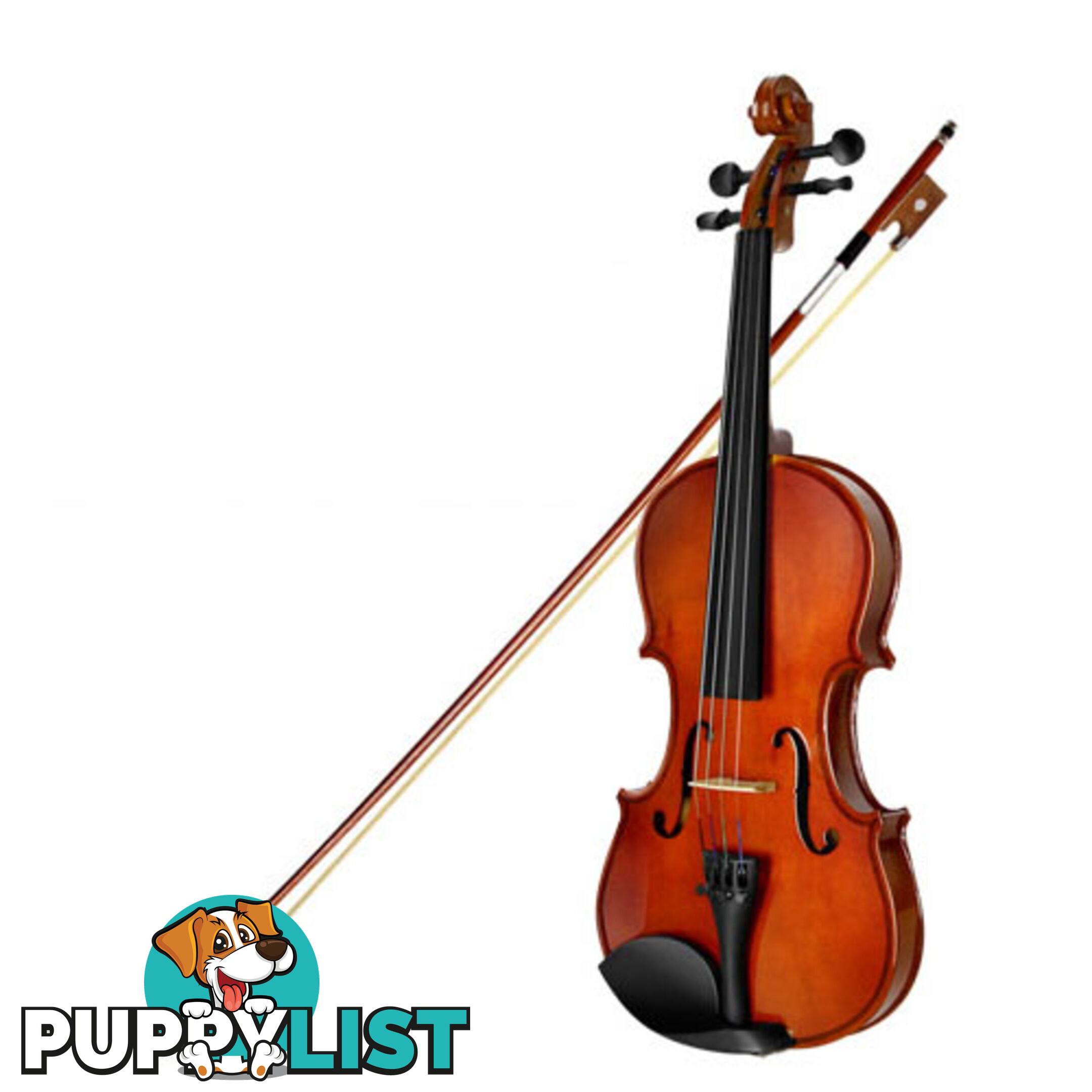 Full Size 4/4 Natural Wooden Beginner Violin Set Brown