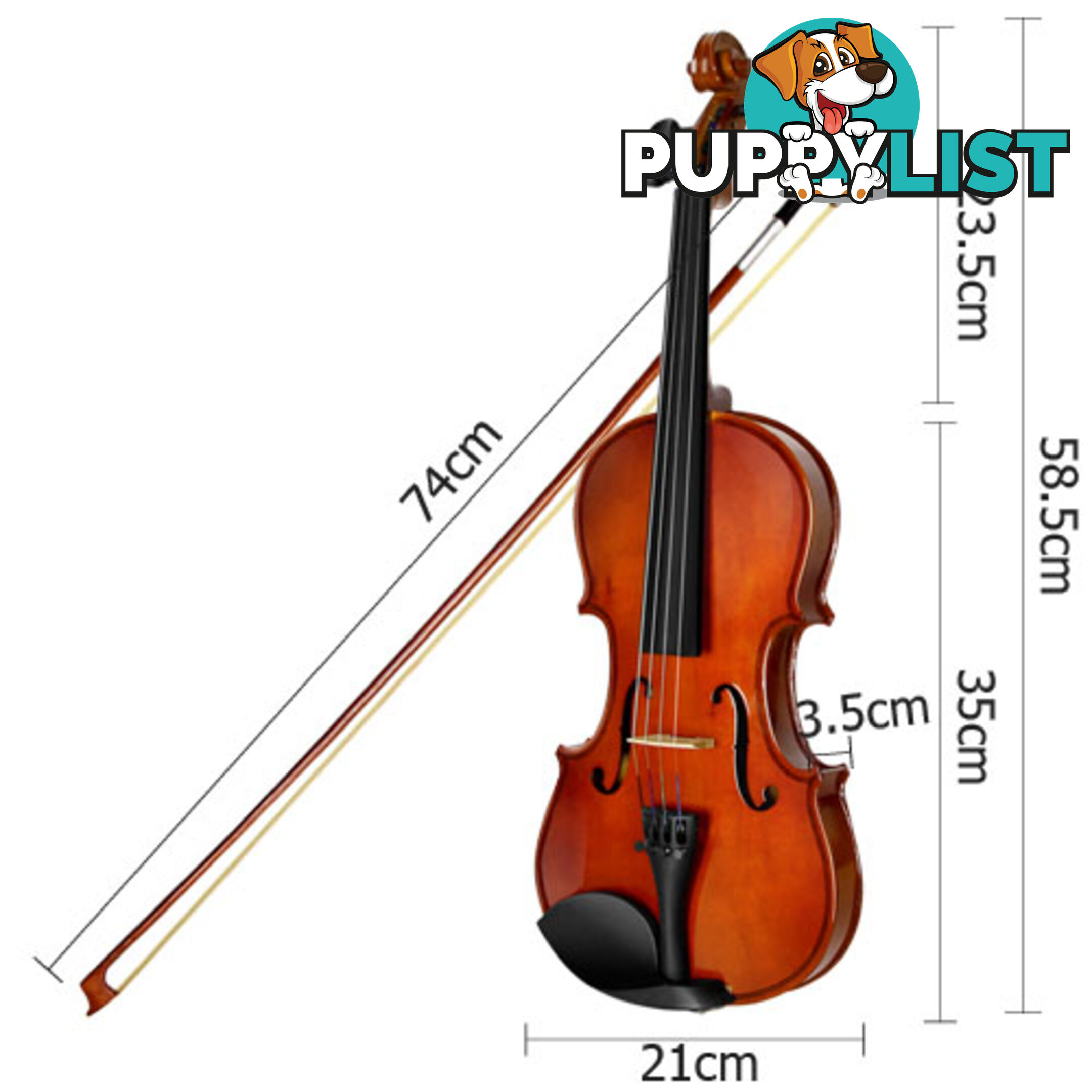 Full Size 4/4 Natural Wooden Beginner Violin Set Brown