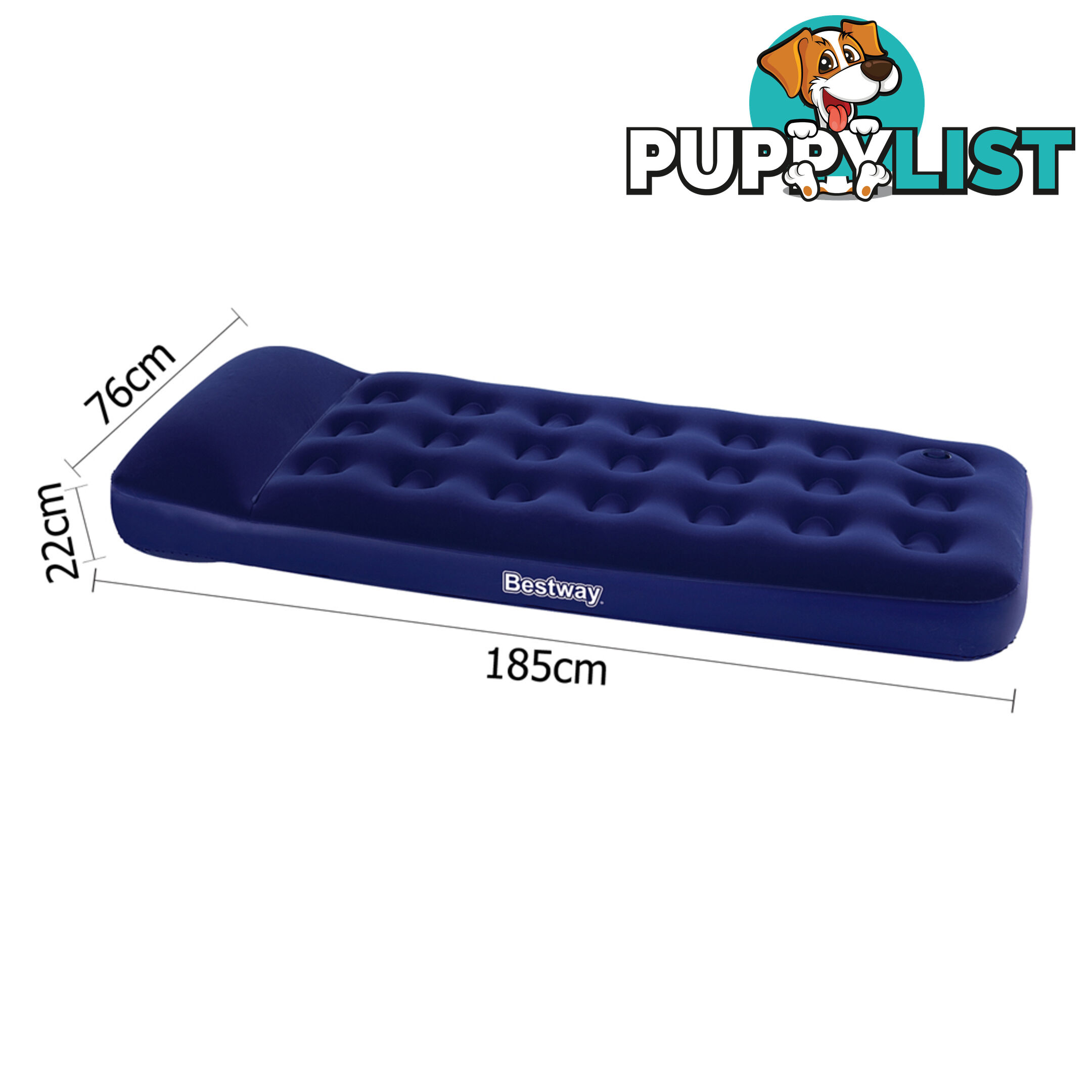 Bestway Single Inflatable Air Mattress Bed w/ Built-in Foot Pump Blue