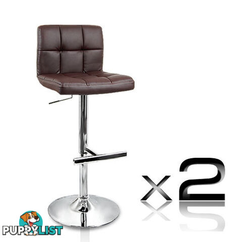 Set of 2 PU Leather Kitchen Bar Stool Chocolate