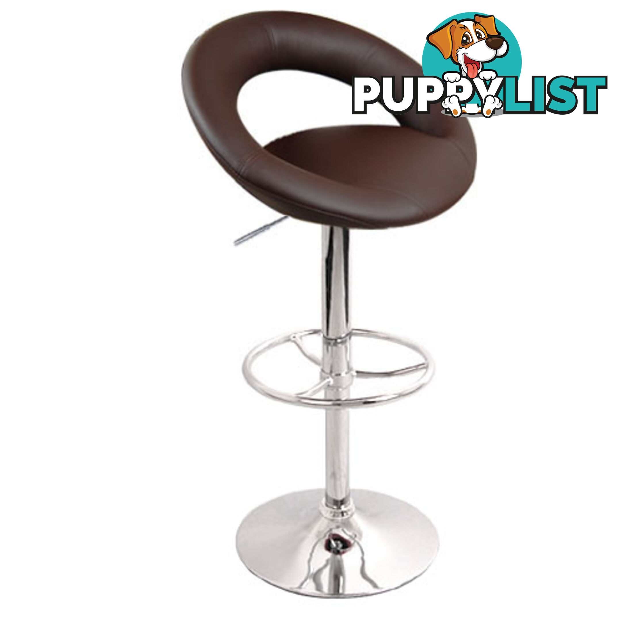 Set of 2 PU Leather Kitchen Bar Stool Chocolate