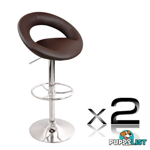 Set of 2 PU Leather Kitchen Bar Stool Chocolate