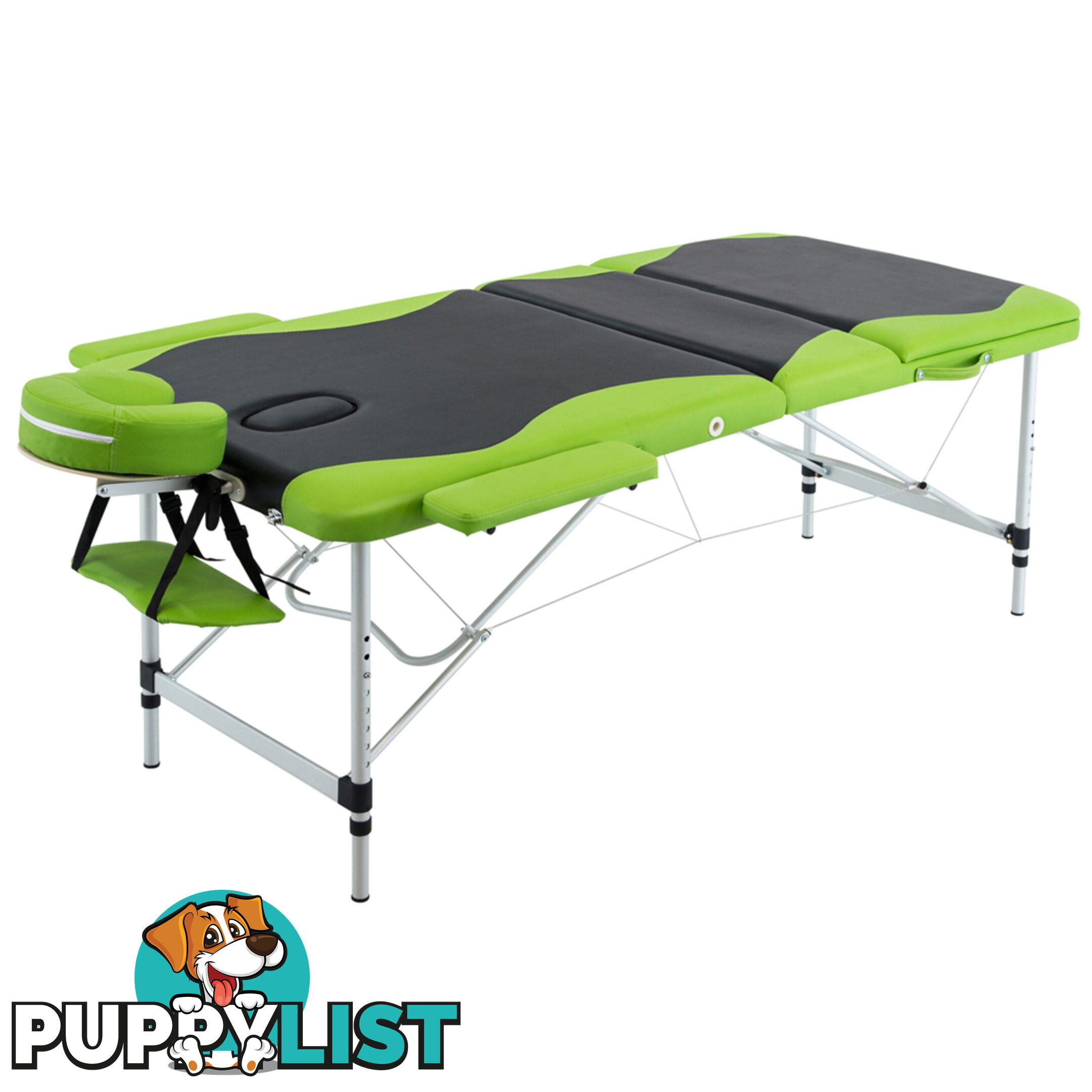 Aluminium Massage Table 3 Fold Green Black