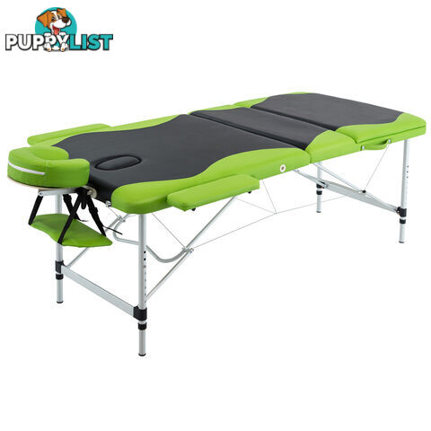 Aluminium Massage Table 3 Fold Green Black