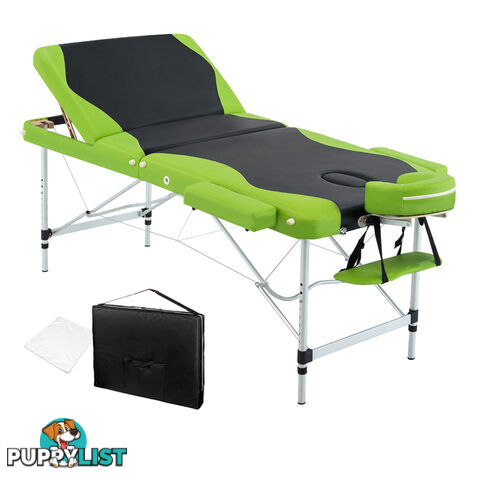 Aluminium Massage Table 3 Fold Green Black