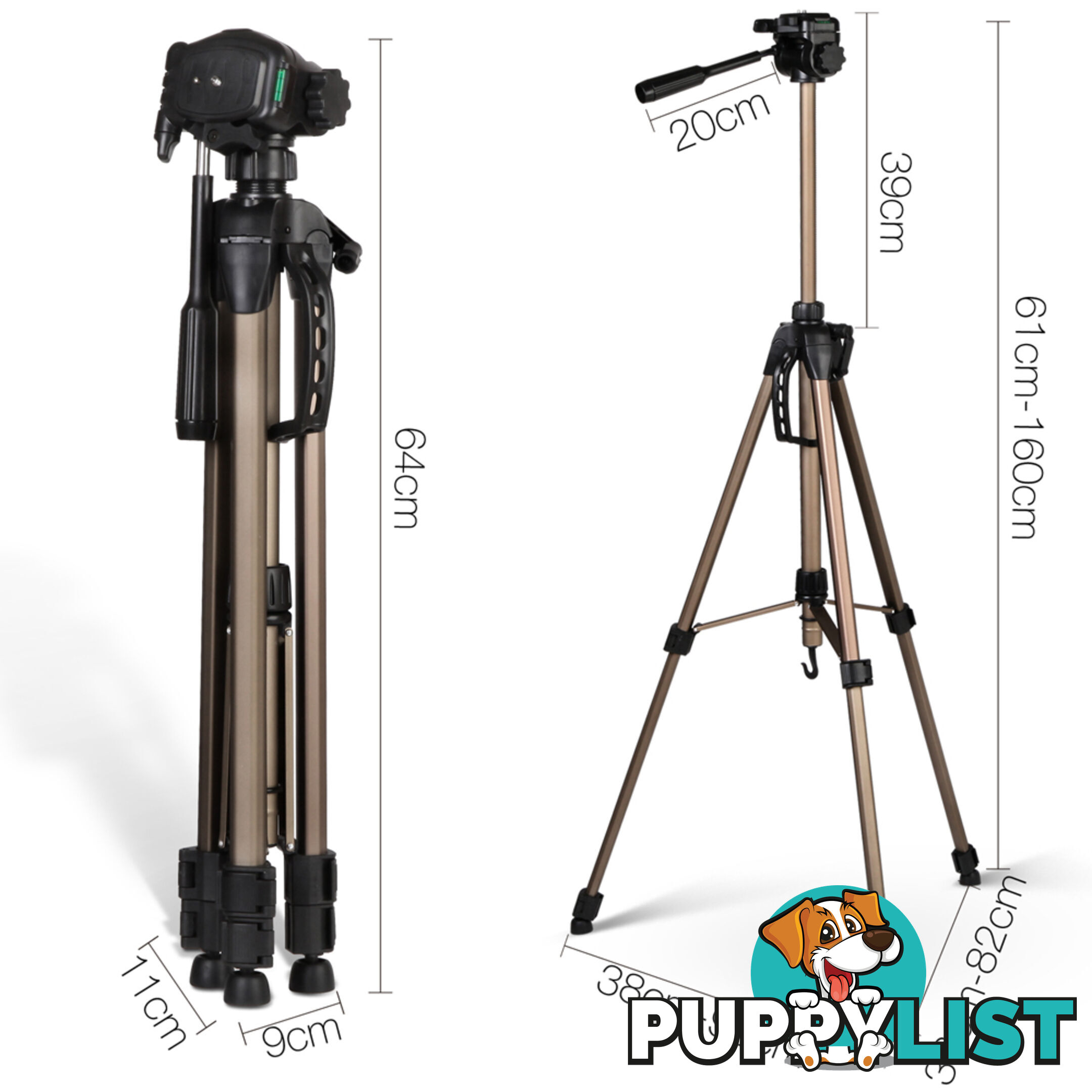 Dual Bubble Level Camera Tripod 160cm