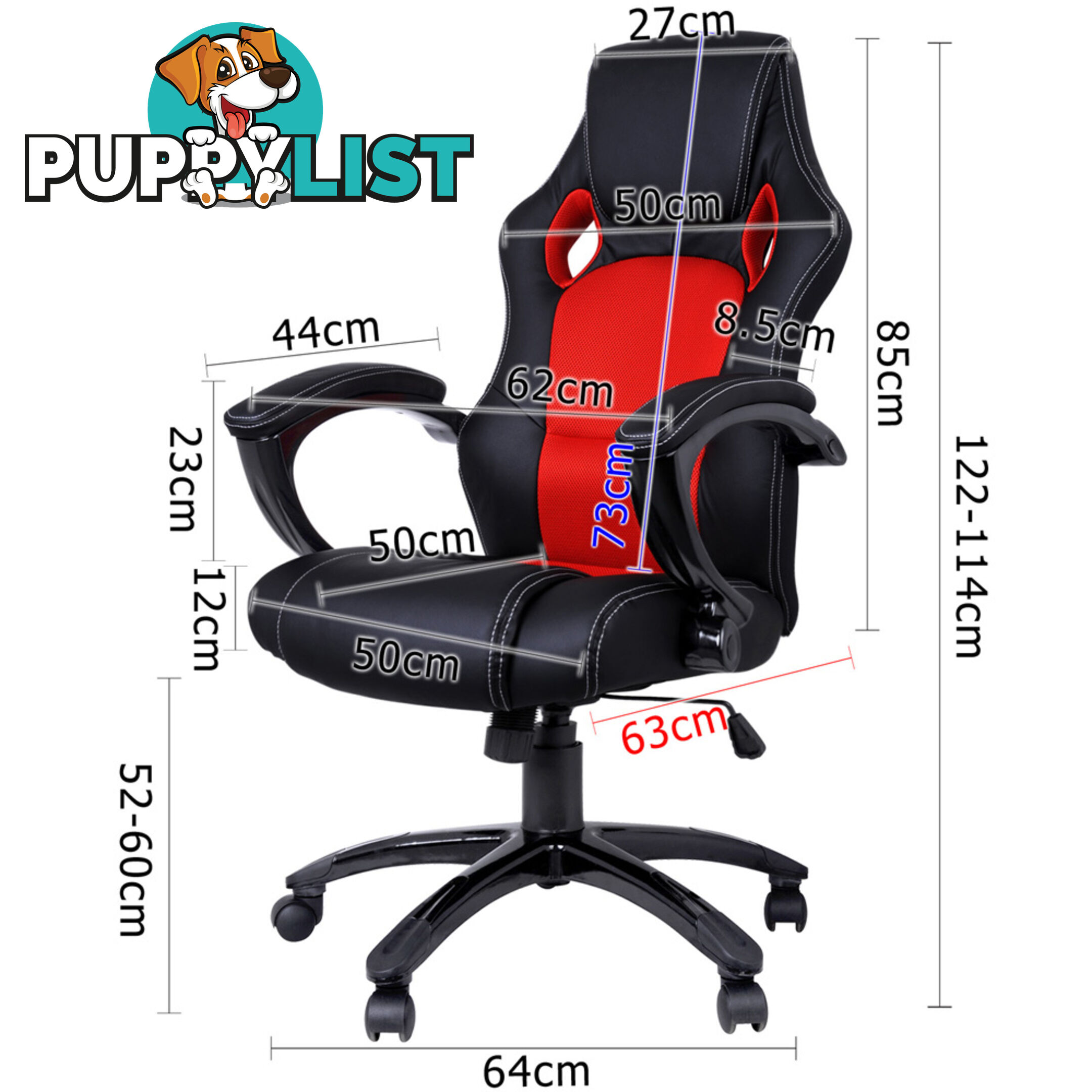 Executive PU Leather Office Computer Chair Black Red