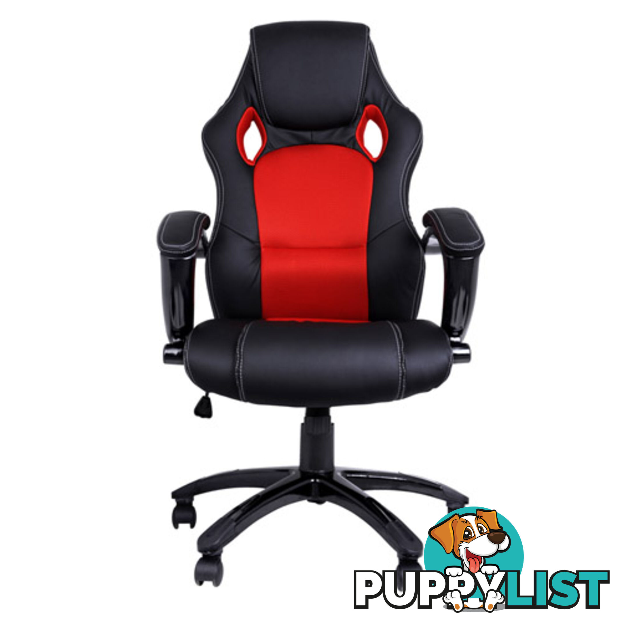 Executive PU Leather Office Computer Chair Black Red