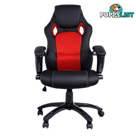 Executive PU Leather Office Computer Chair Black Red