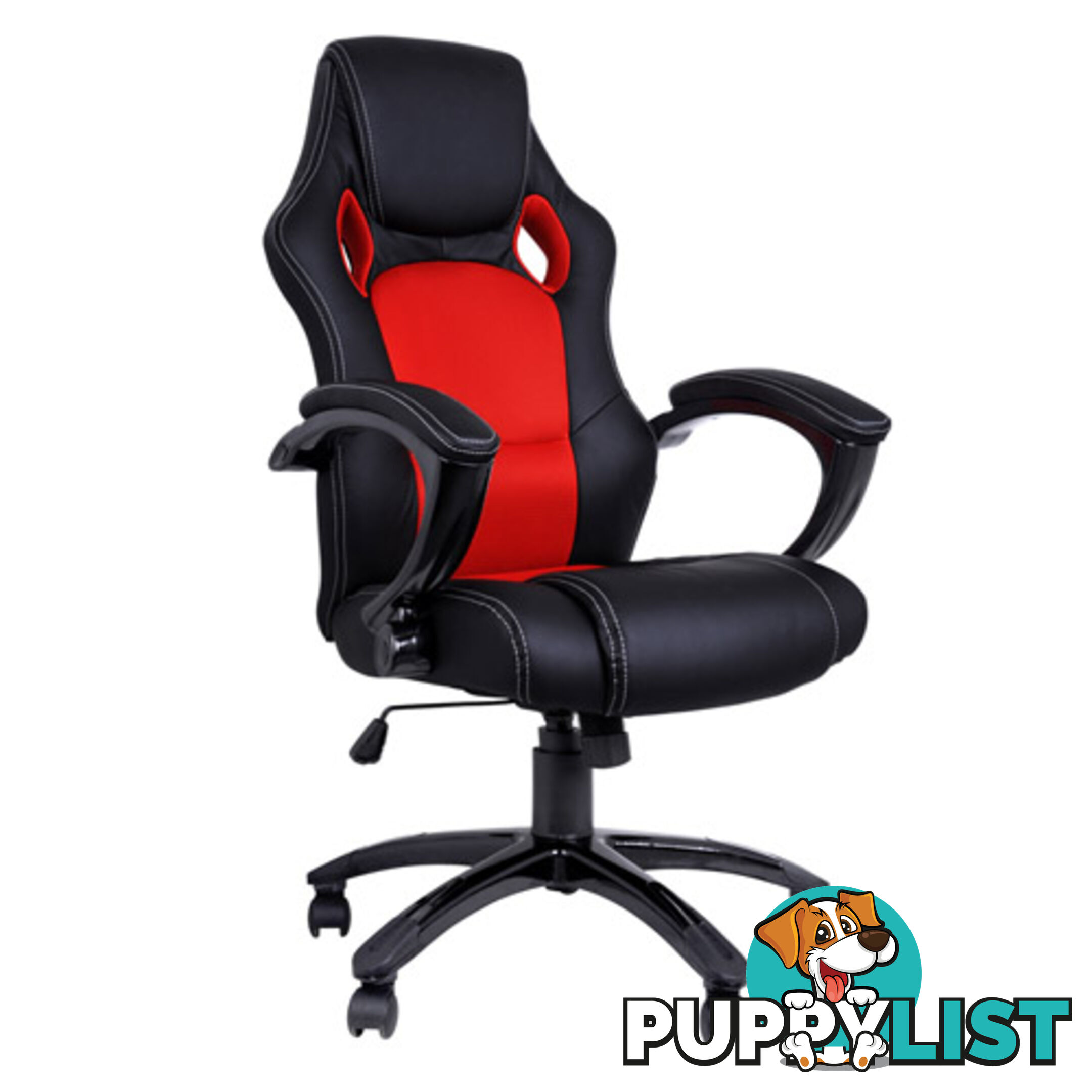 Executive PU Leather Office Computer Chair Black Red