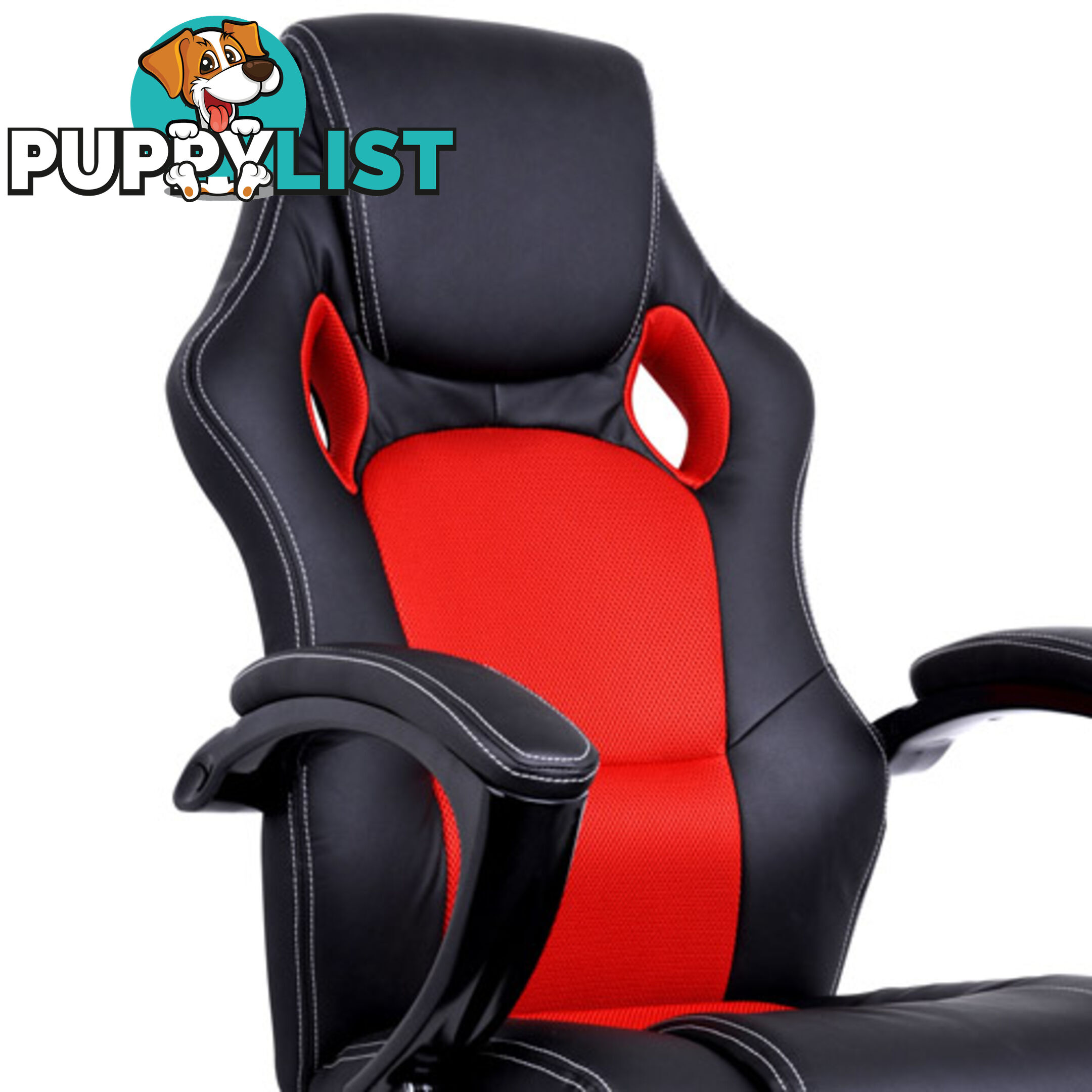 Executive PU Leather Office Computer Chair Black Red