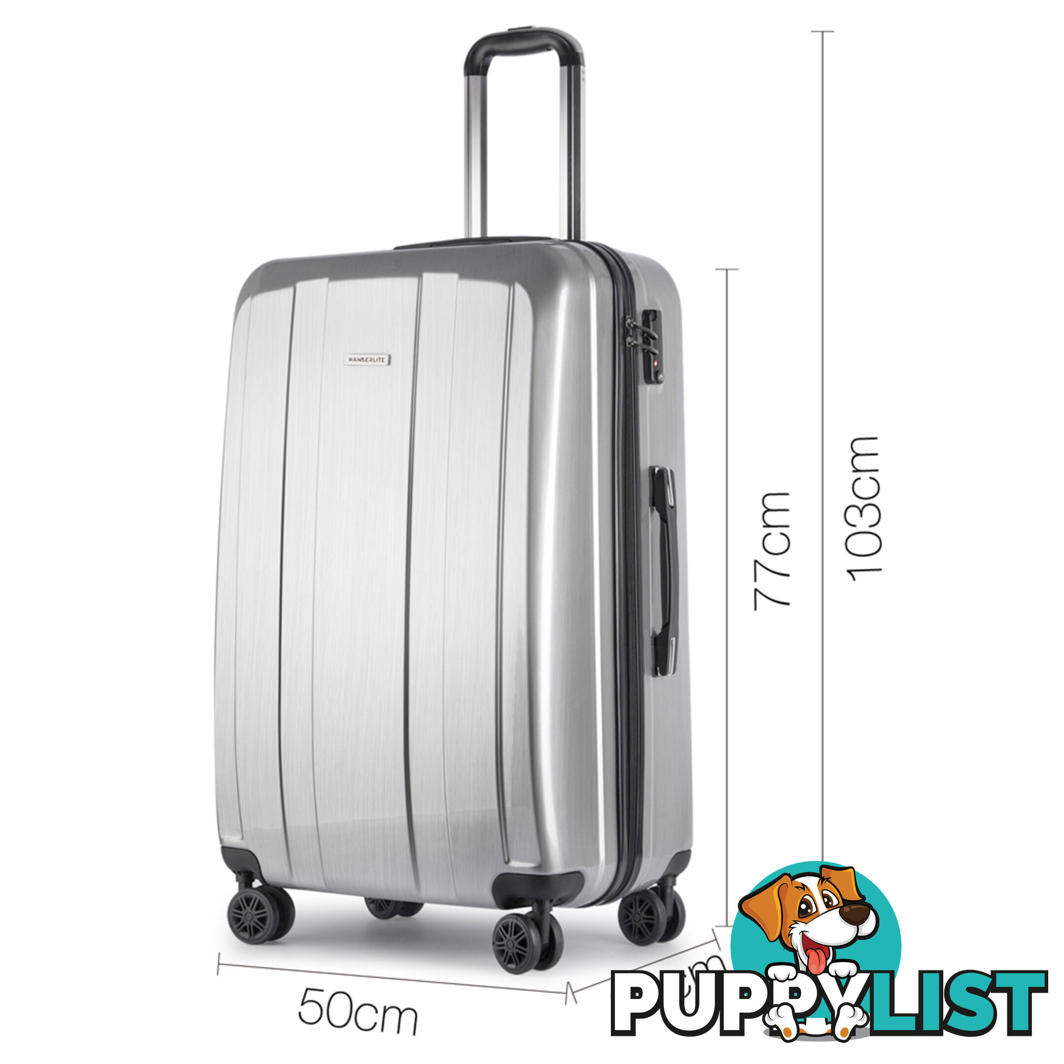 Hard Shell Travel Luggage with TSA Lock Silver