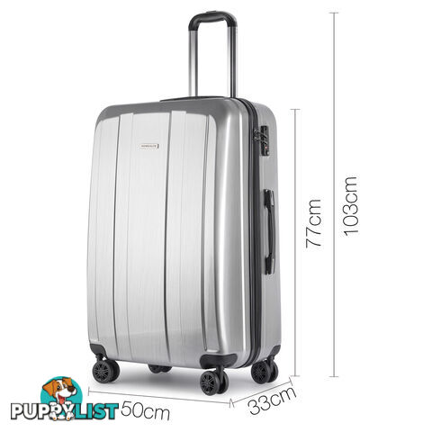 Hard Shell Travel Luggage with TSA Lock Silver