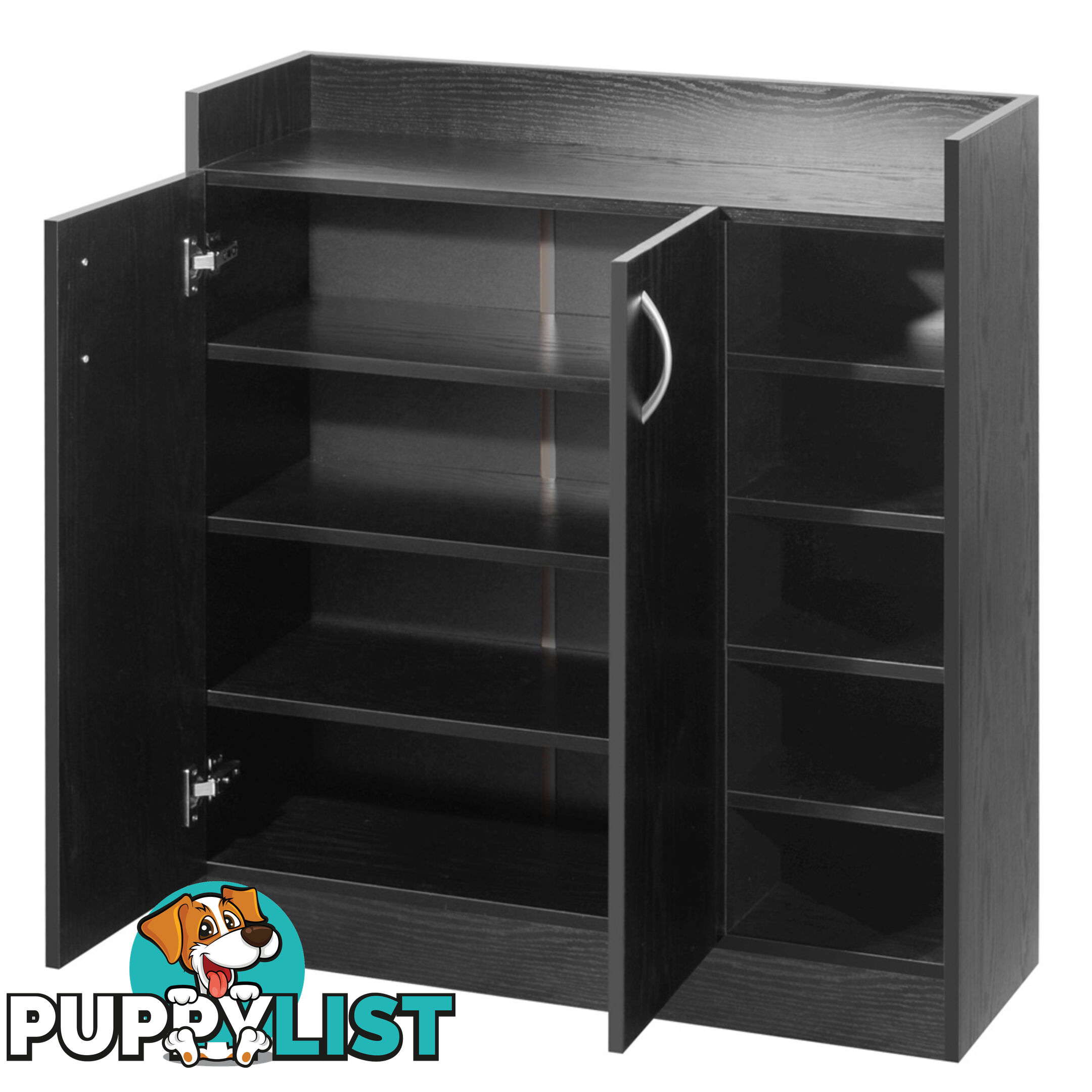 2 Doors Shoe Cabinet Storage Cupboard Black