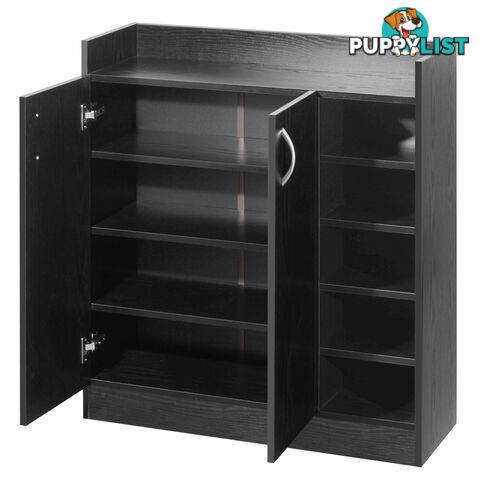 2 Doors Shoe Cabinet Storage Cupboard Black