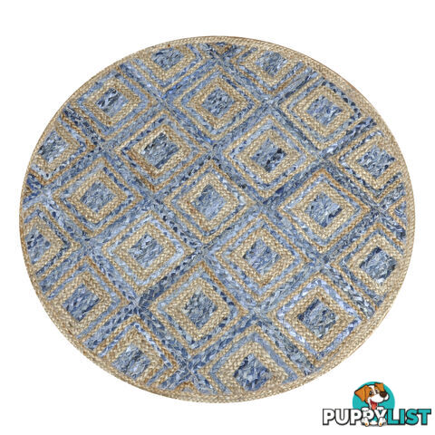 Diamond Denim Rug Natural & Denim Blue 120x120cm