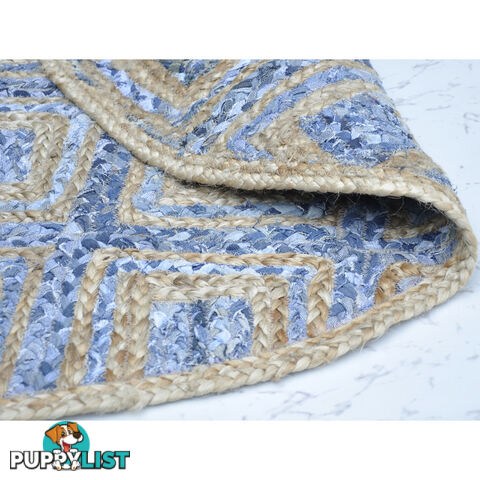 Diamond Denim Rug Natural & Denim Blue 120x120cm