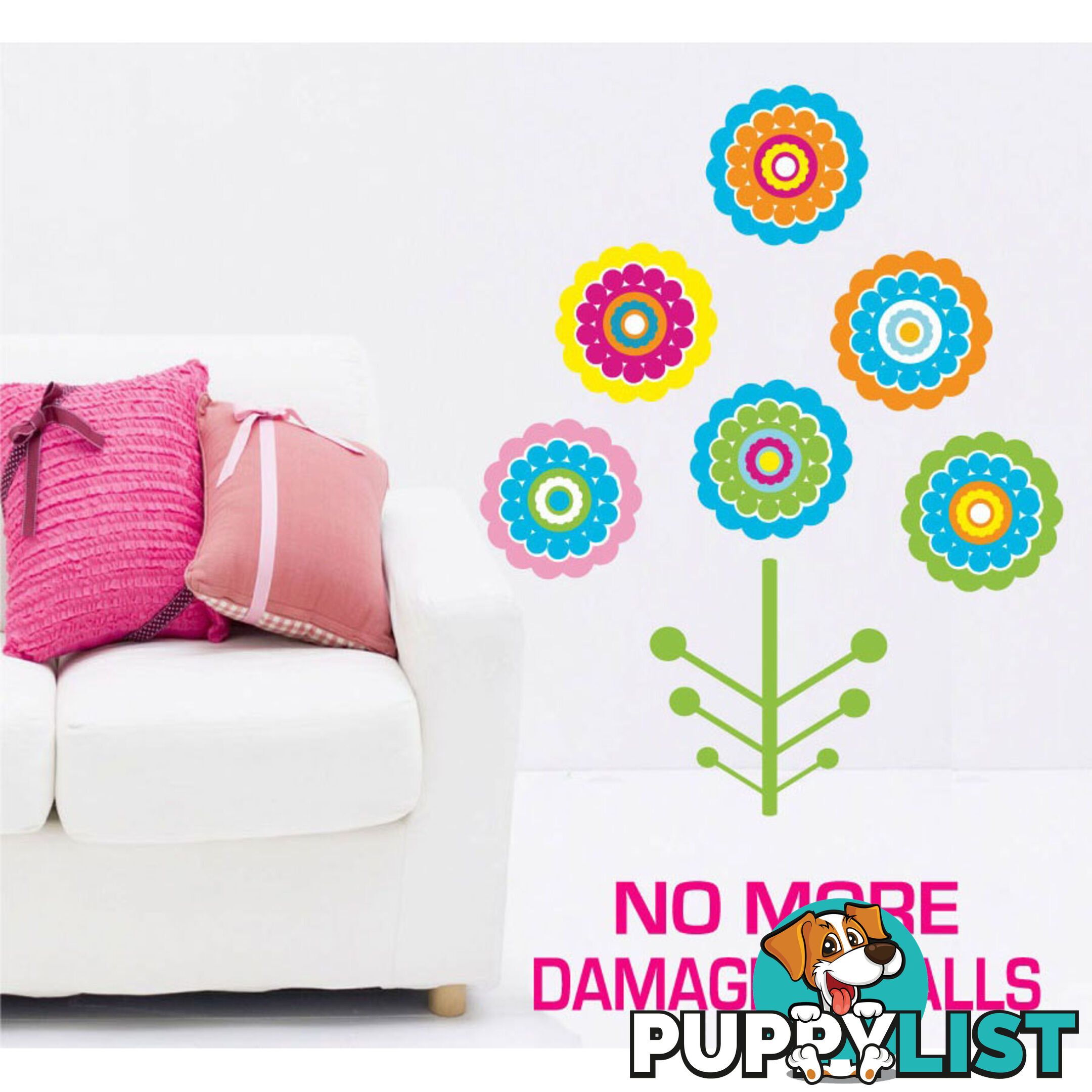 Large Size Colourful Flower Tree Wall Stickers - Totally Movable