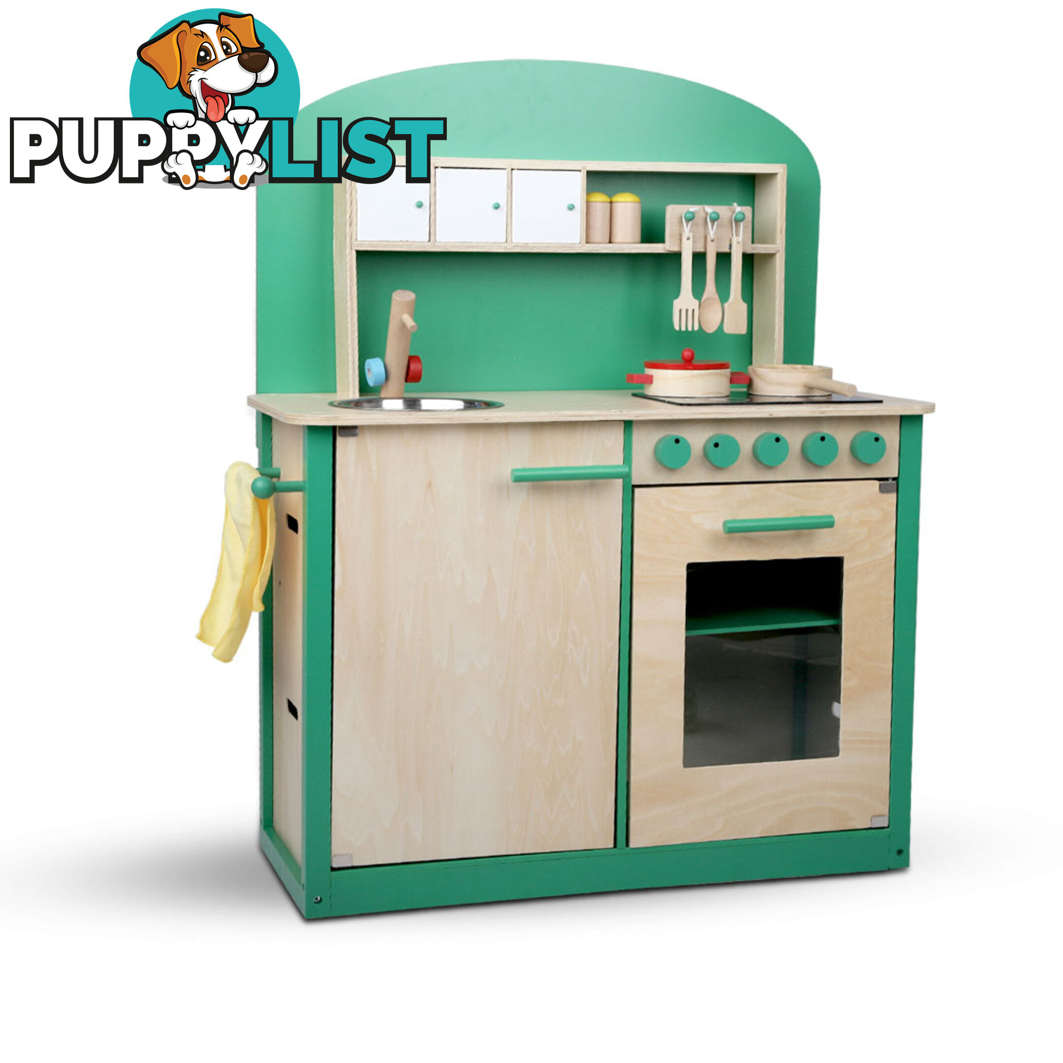 Kids Wooden Play Set Kitchen 8 Piece - Green