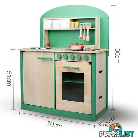 Kids Wooden Play Set Kitchen 8 Piece - Green