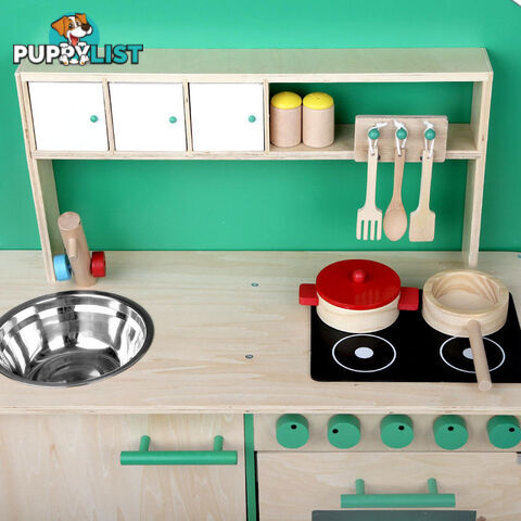 Kids Wooden Play Set Kitchen 8 Piece - Green