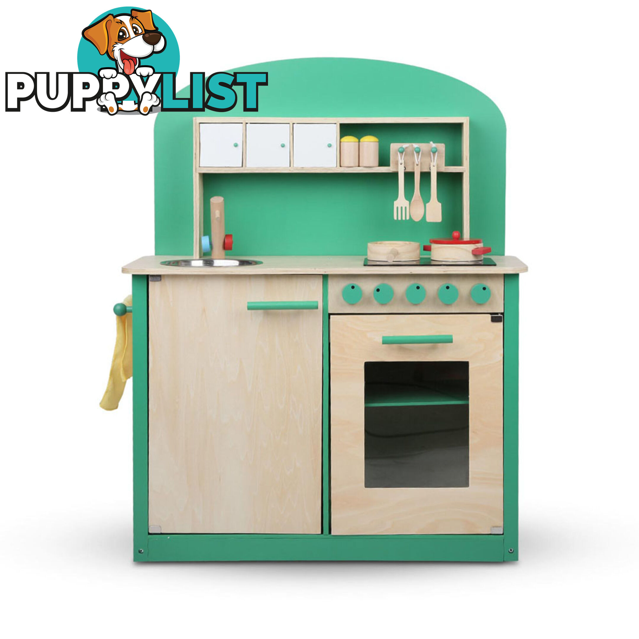 Kids Wooden Play Set Kitchen 8 Piece - Green