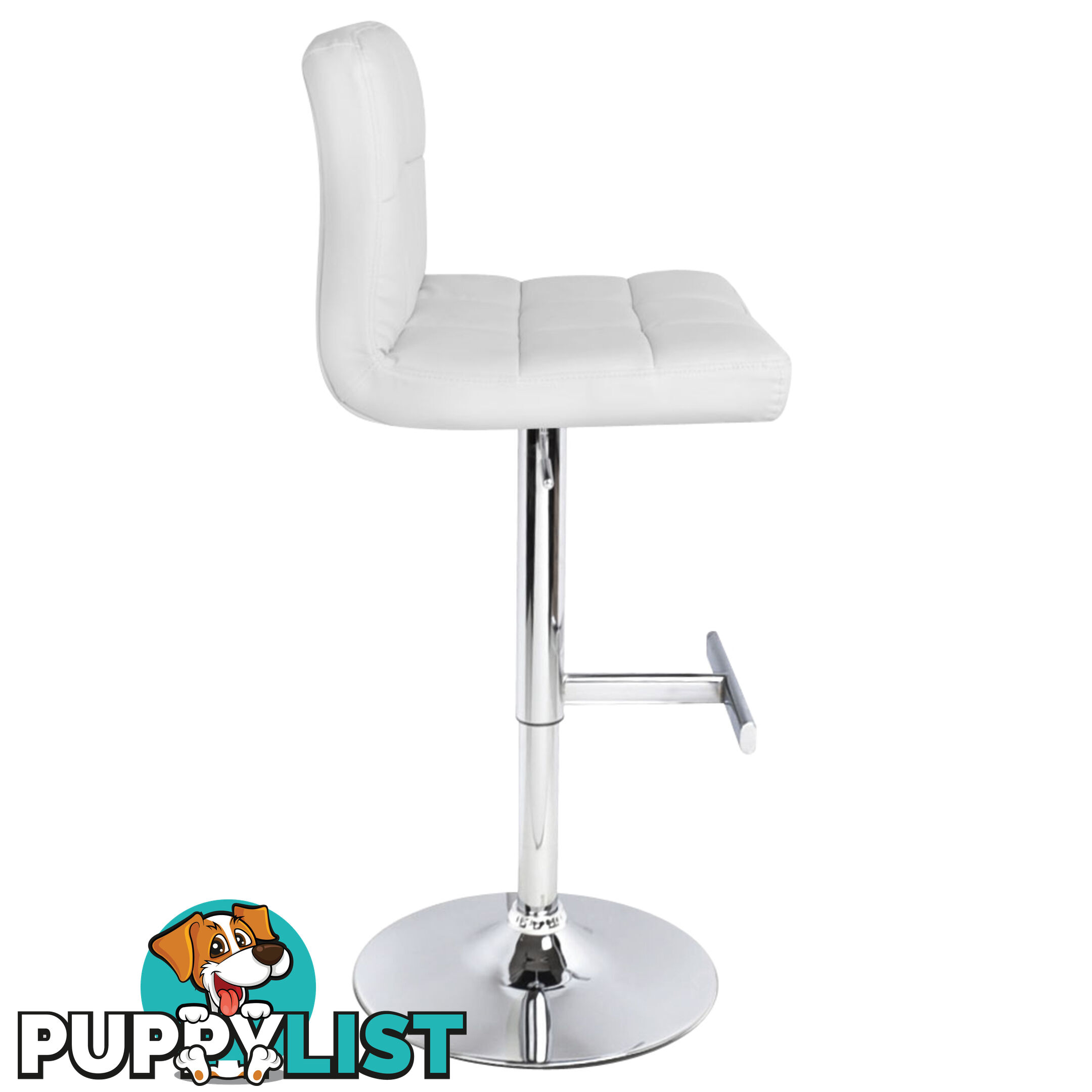 Set of 2 PU Leather Kitchen Bar Stool White