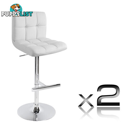 Set of 2 PU Leather Kitchen Bar Stool White