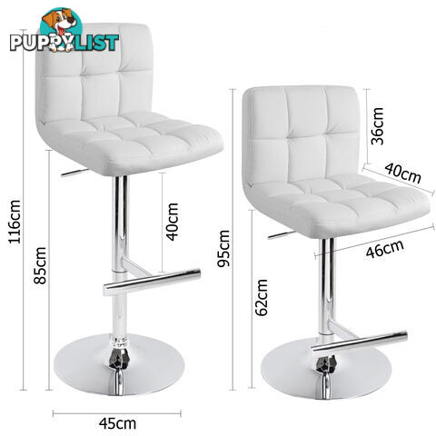 Set of 2 PU Leather Kitchen Bar Stool White