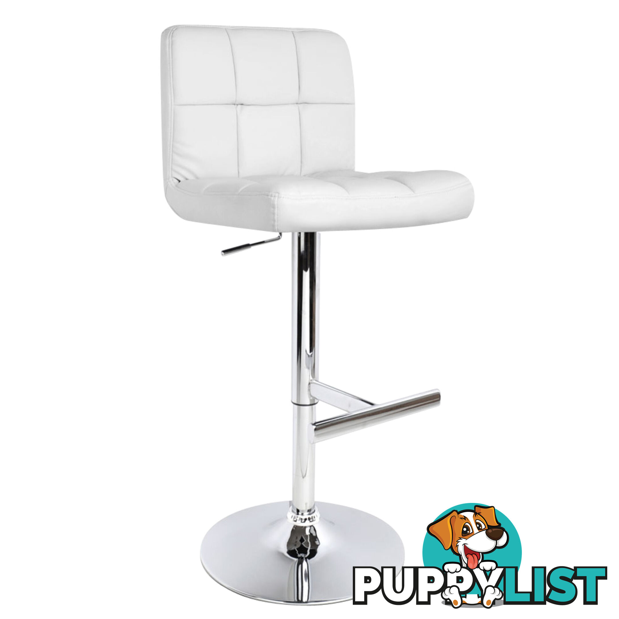 Set of 2 PU Leather Kitchen Bar Stool White