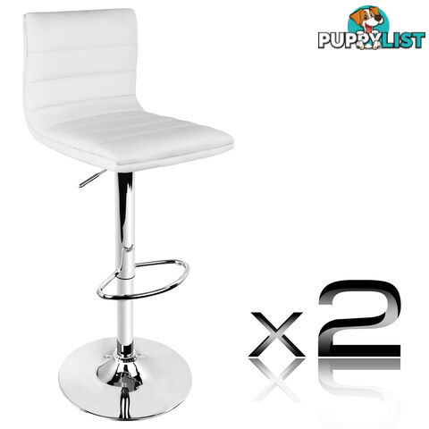 Set of 2 PU Leather Kitchen Bar Stool White