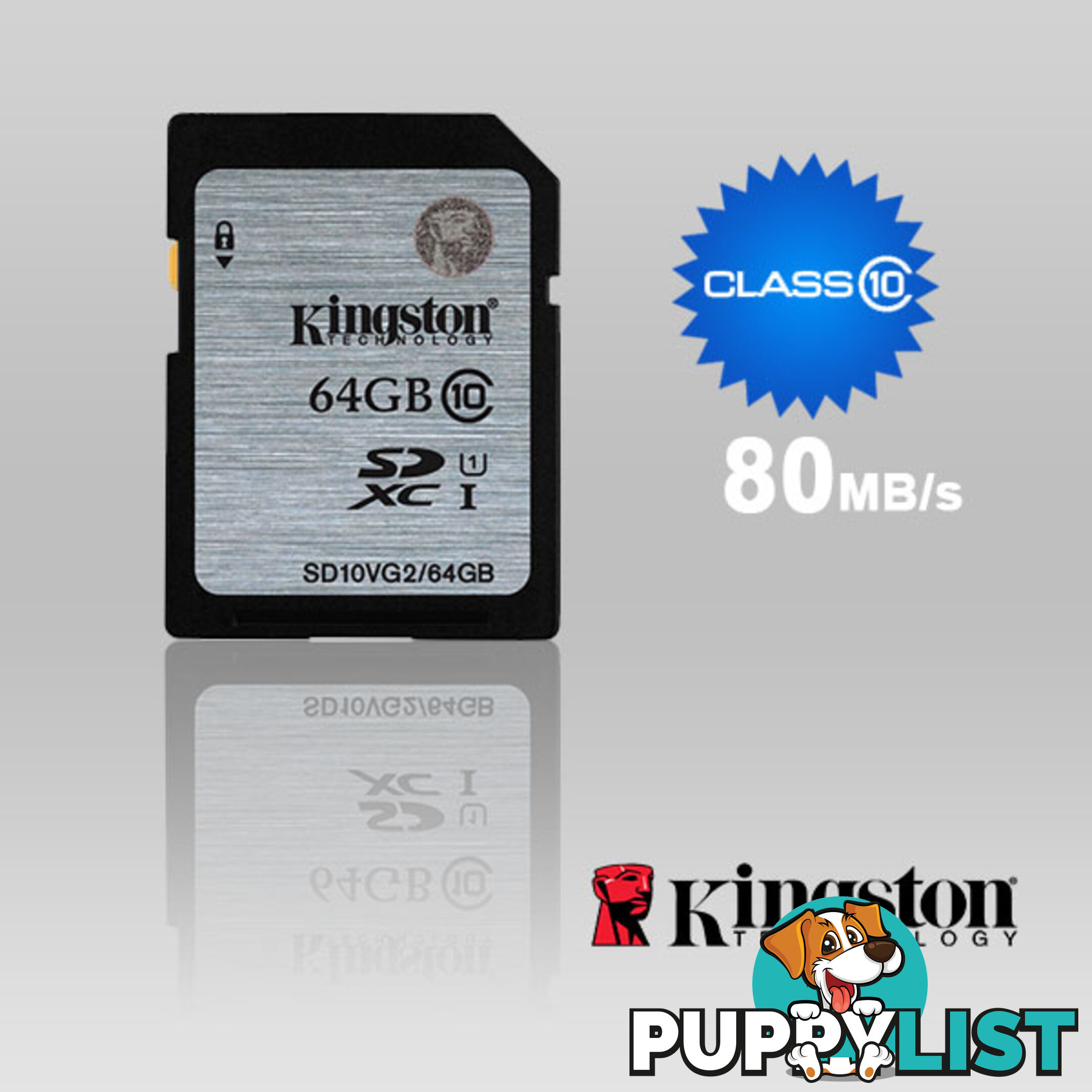 KINGSTON 64GB SDXC Class10 UHS-I 80MB/s Read Flash Card  Retail   (SD10VG2/64GBFR)