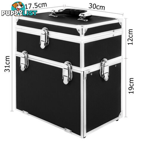 Portable Cosmetic Beauty Carry Case Box Black w/ Mirror