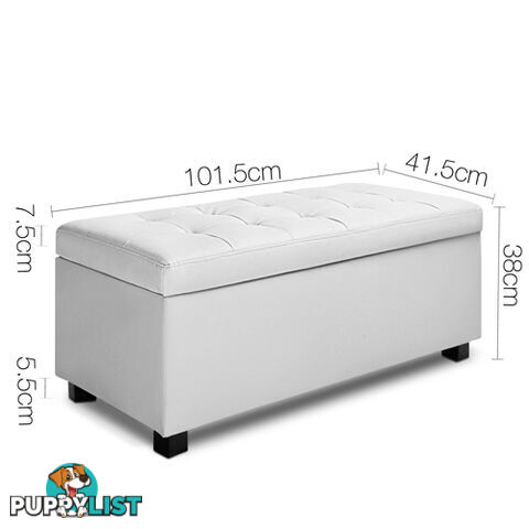 Large Ottoman PU Leather Chest Storage Box Foot Stool White