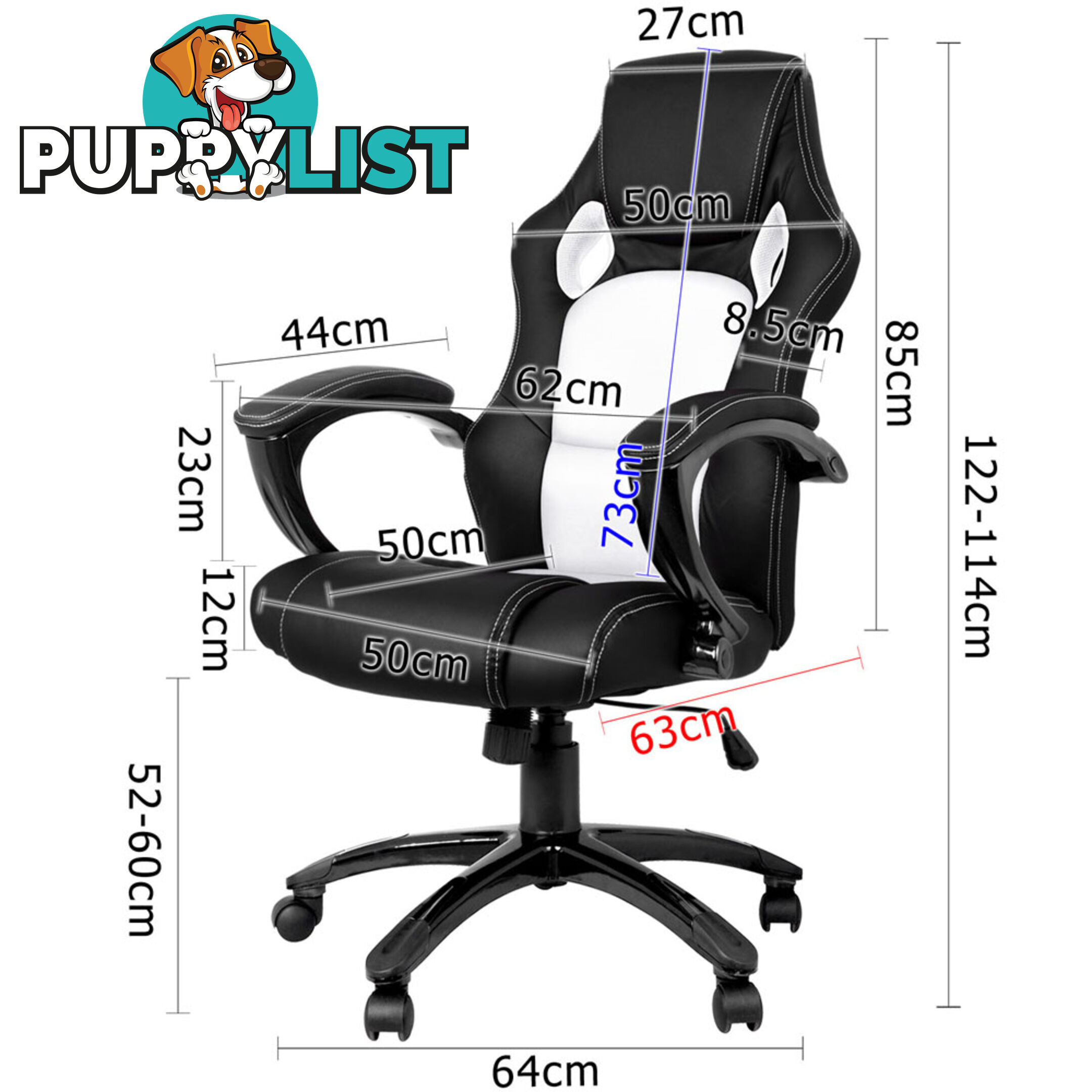 Executive PU Leather Office Computer Chair Black White