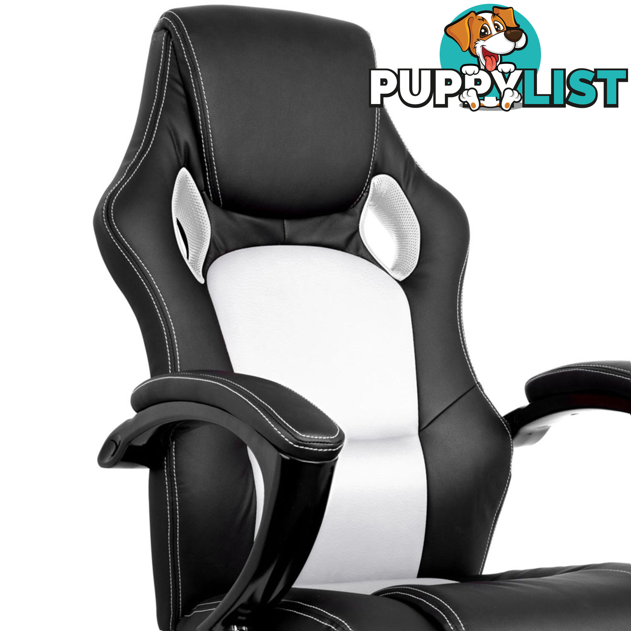 Executive PU Leather Office Computer Chair Black White