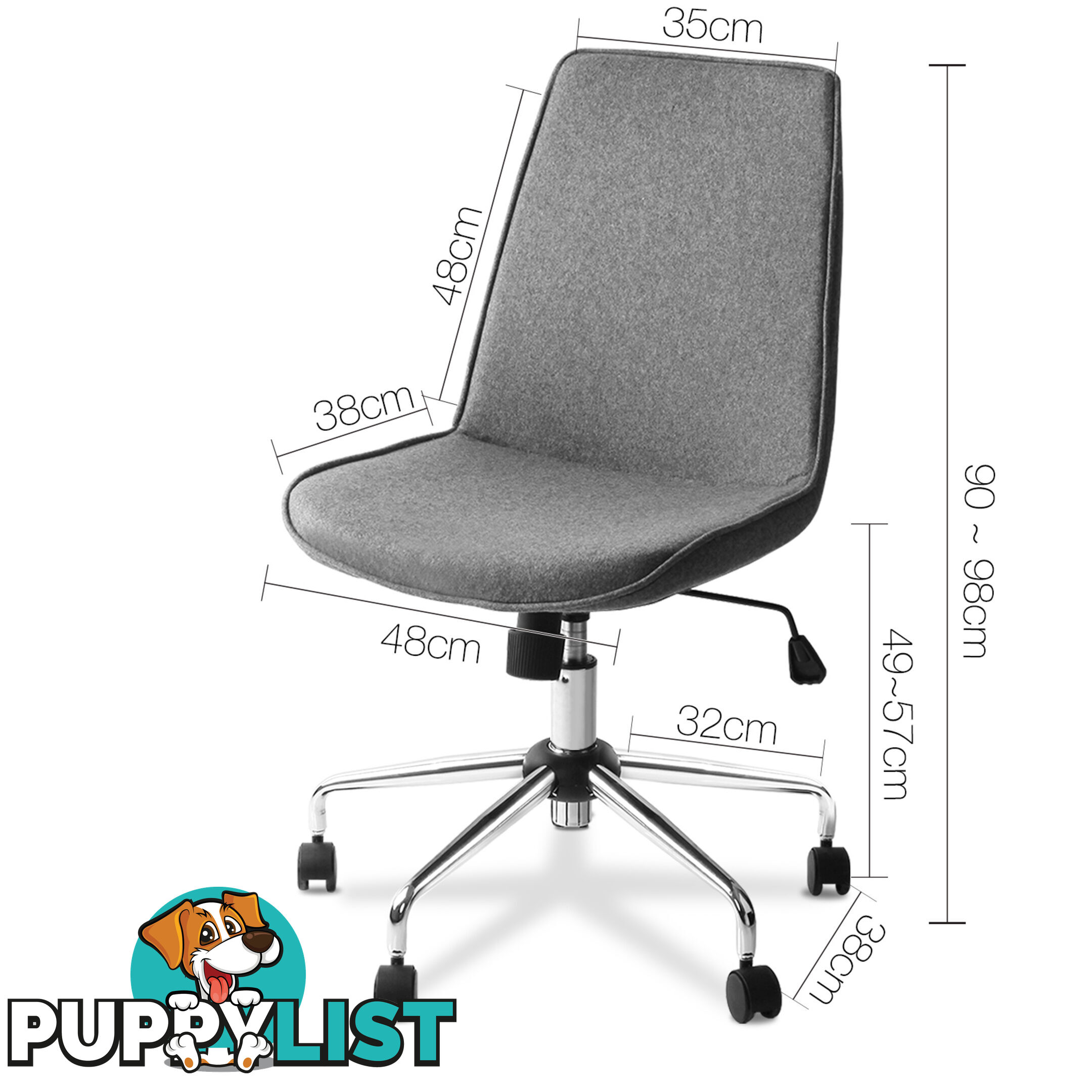 Modern Office Desk Fabric Chair _ Grey