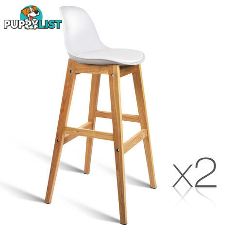 Set of 2 High Seat Back Barstools White