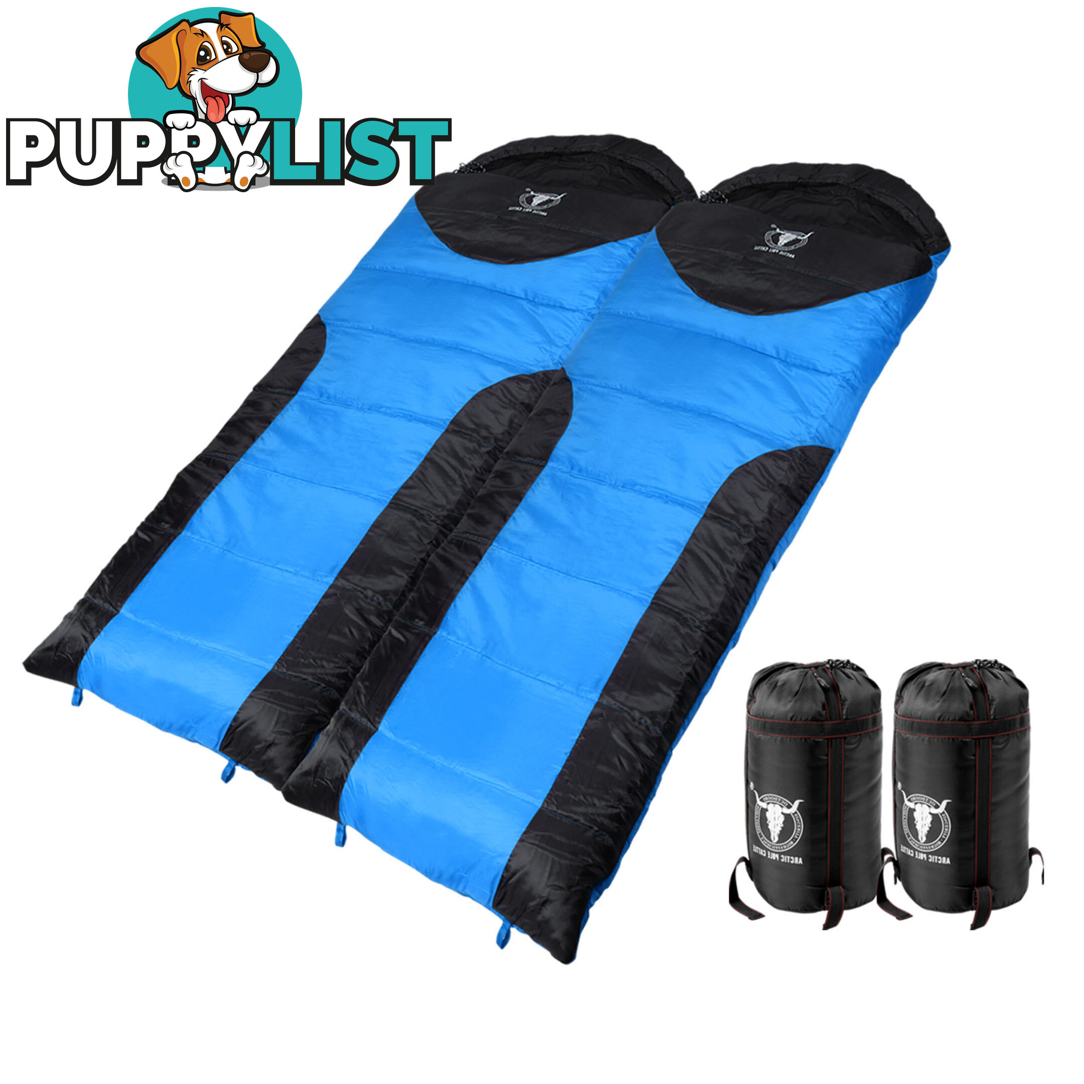 Camping Envelope Sleeping Double Bag Blue Black