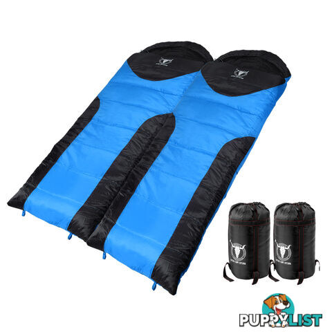 Camping Envelope Sleeping Double Bag Blue Black