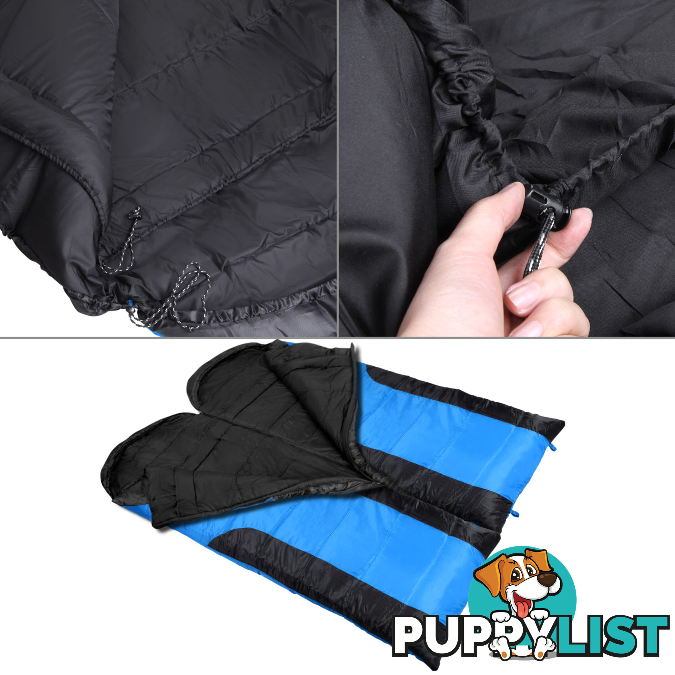 Camping Envelope Sleeping Double Bag Blue Black