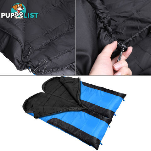 Camping Envelope Sleeping Double Bag Blue Black