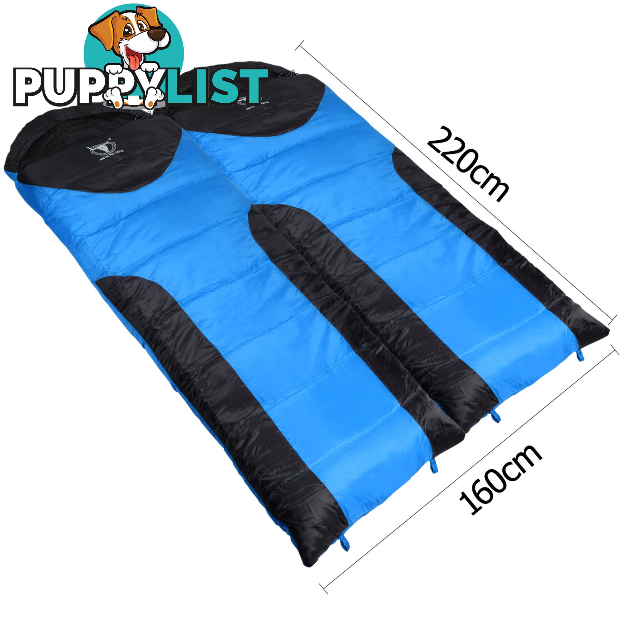 Camping Envelope Sleeping Double Bag Blue Black