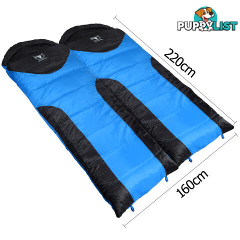 Camping Envelope Sleeping Double Bag Blue Black