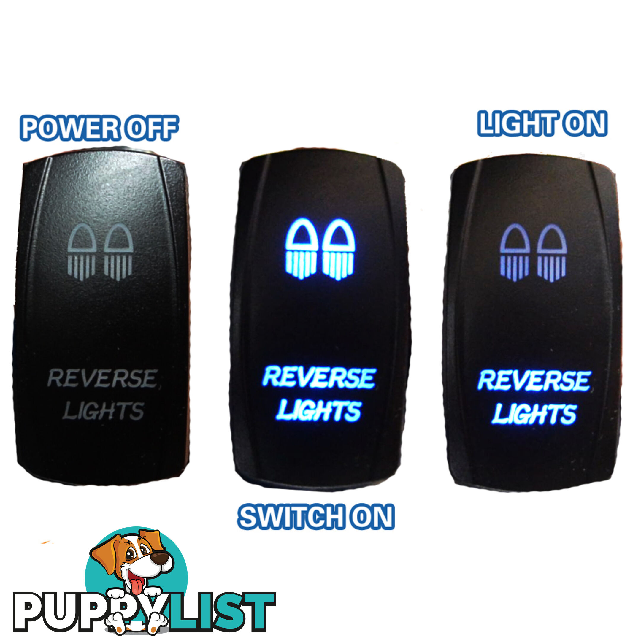 REVERSE LIGHTS CARLING ROCKER SWITCH LASER ETCHED WORK LIGHT BAR 4WD HID 12V 24V