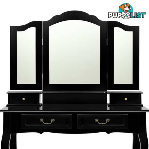 4 Drawer Dressing Table with Mirror - Black