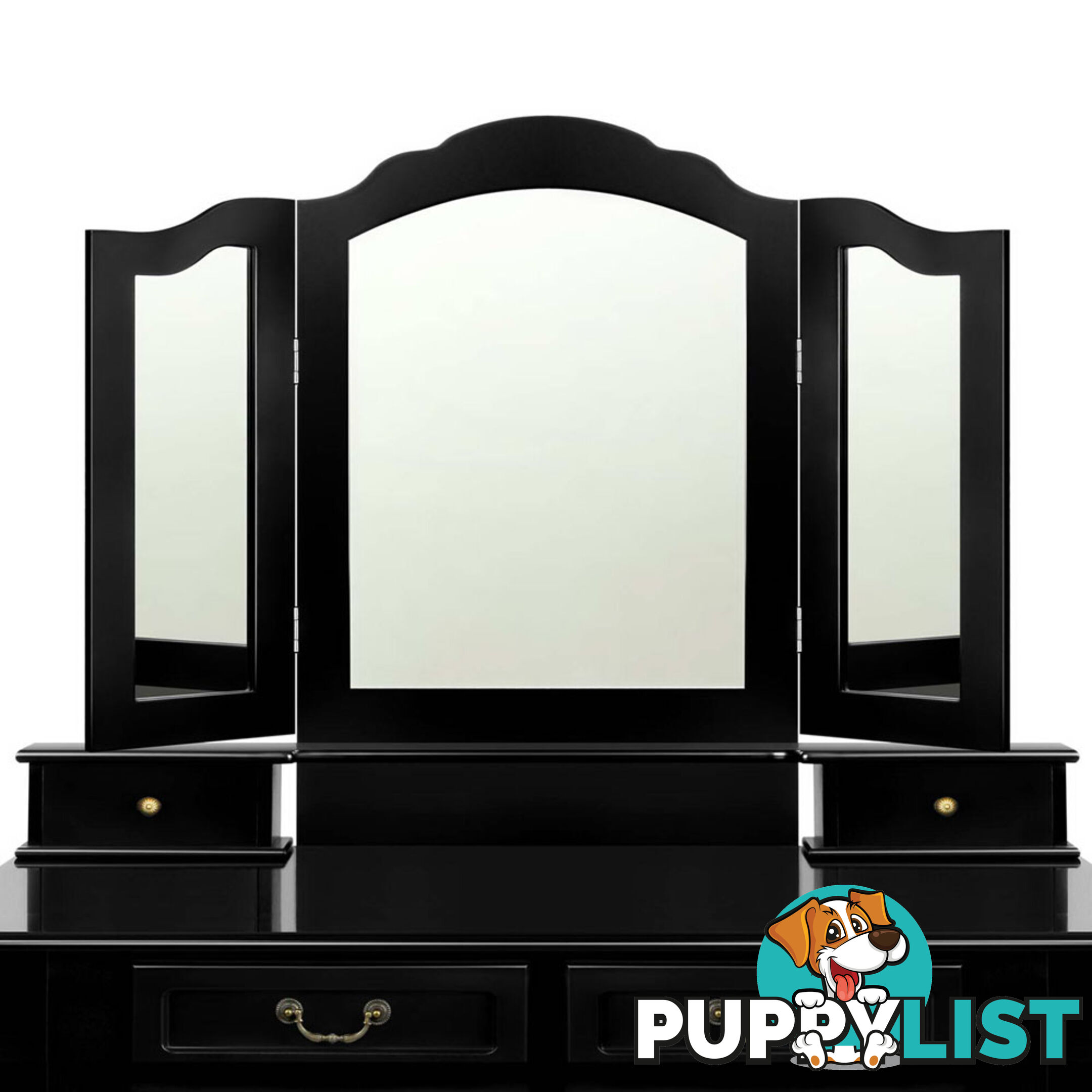 4 Drawer Dressing Table with Mirror - Black