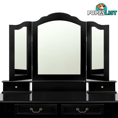 4 Drawer Dressing Table with Mirror - Black