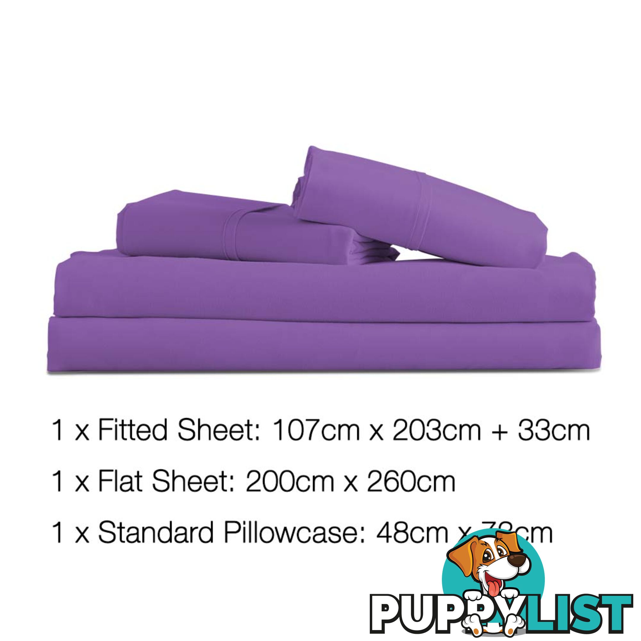 3 Piece Microfibre Sheet Set King Single _ Purple