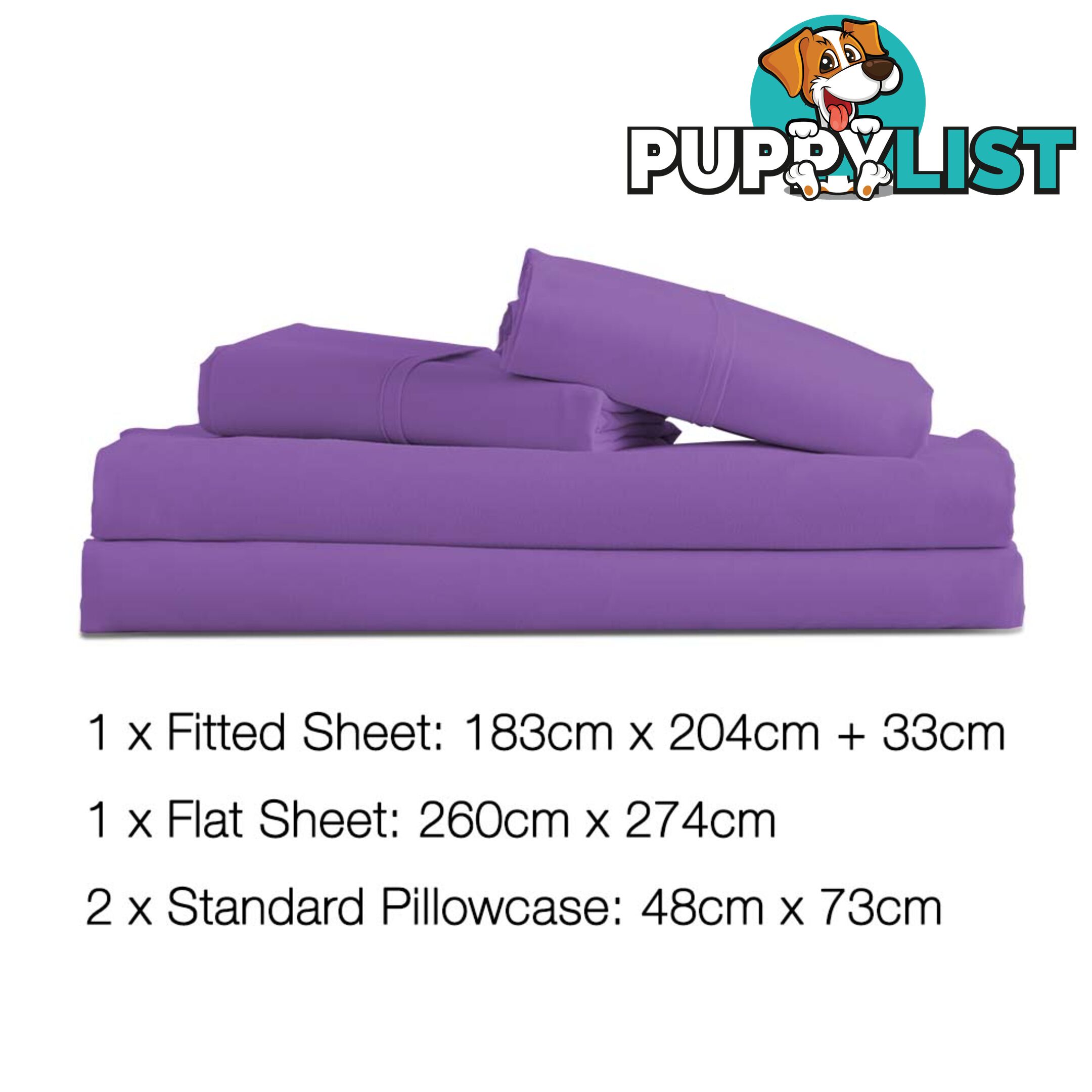 4 Piece Microfibre Sheet Set King _ Purple